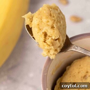 The Ultimate Single-Serve Banana Bread Mug Cake 14 Close up of banana bread mug cake recipe