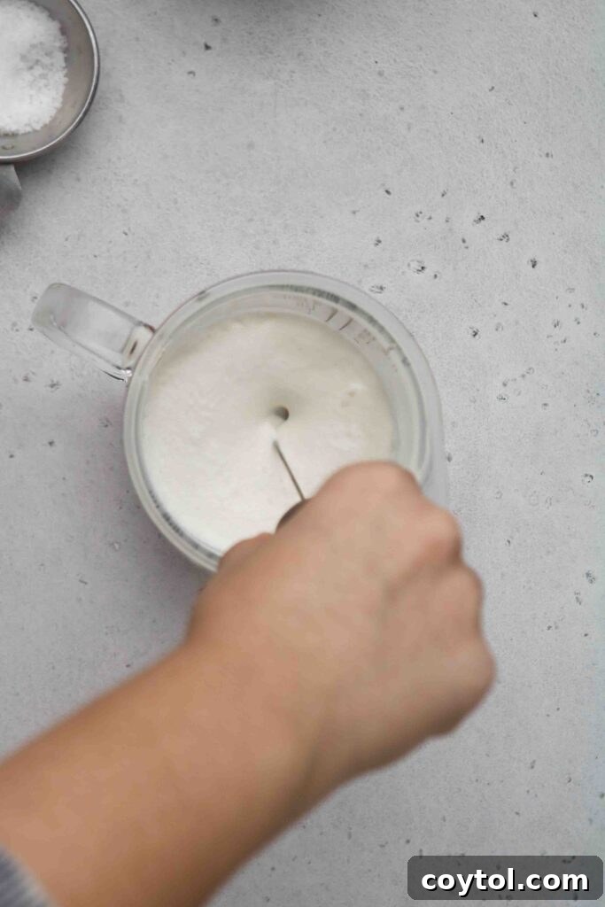 Mix the mixture using a hand held frother