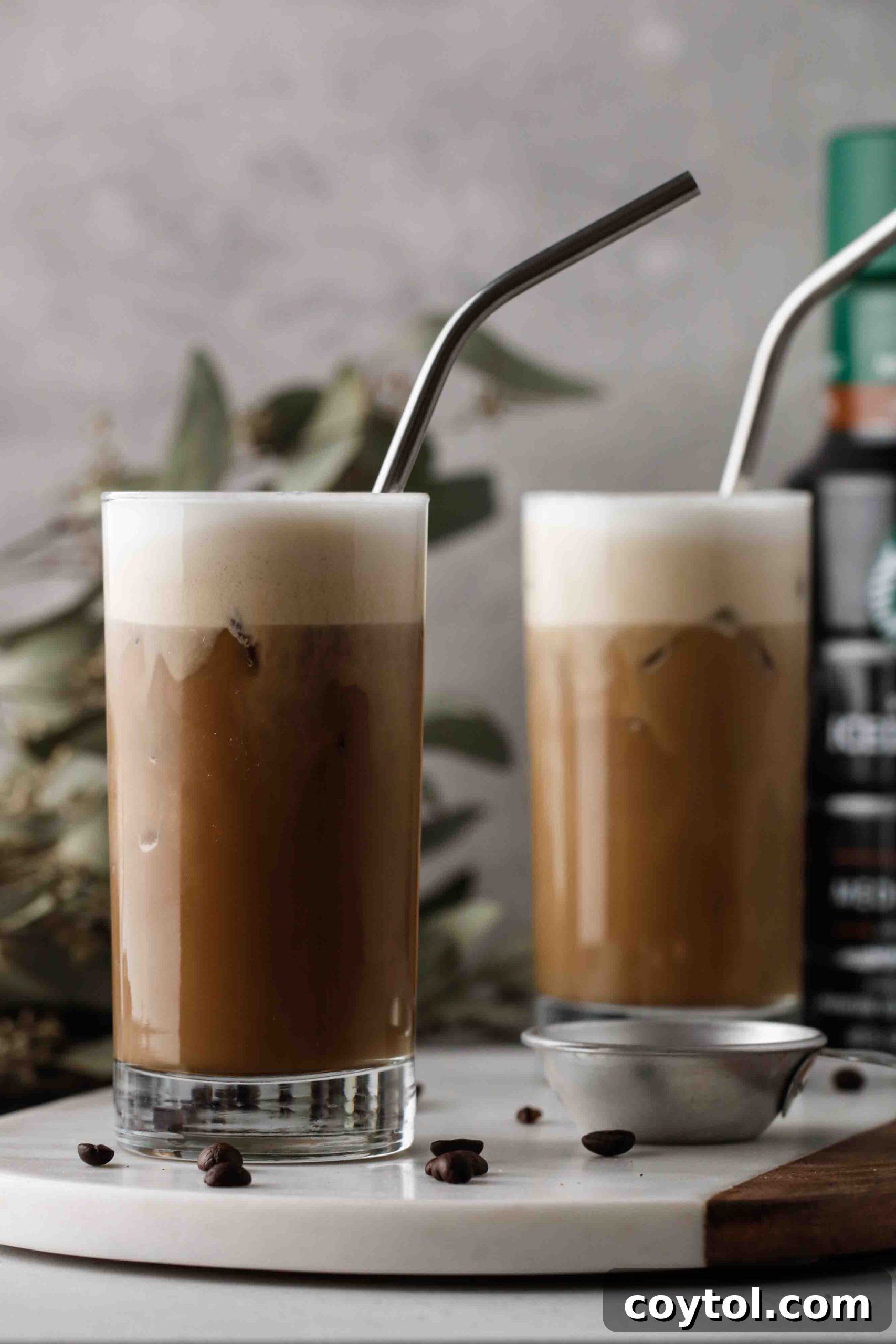 Iced coffee with salted cream cold brew cold foam