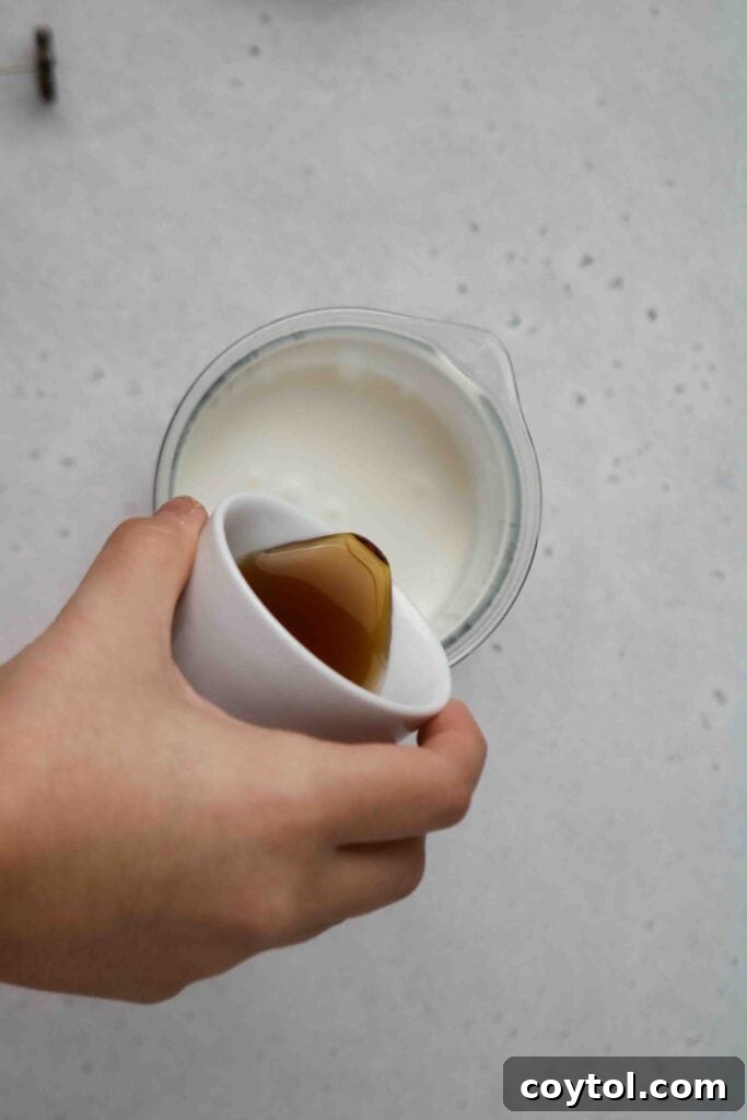 Add the sweetener to the milk and cream