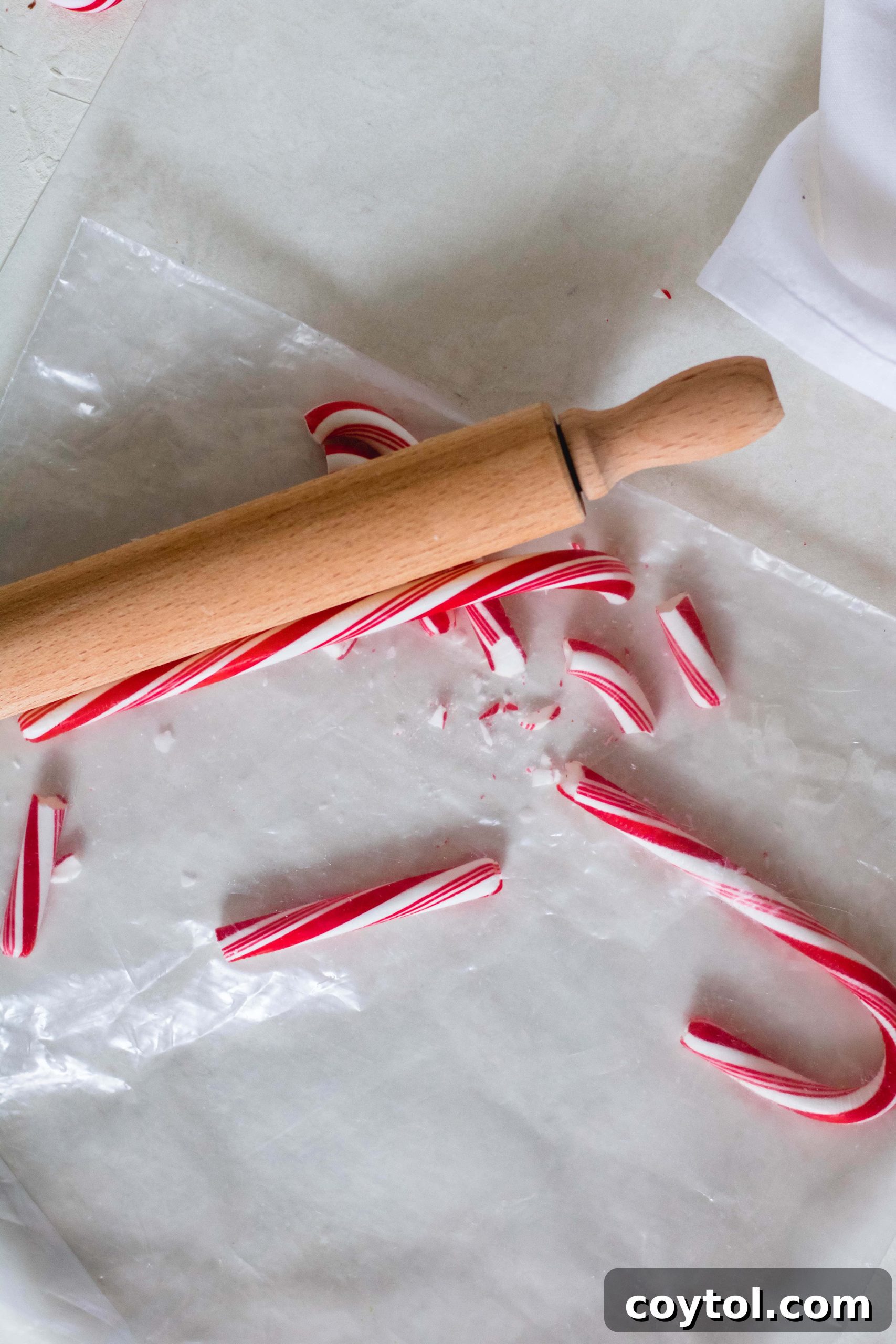Crushed candy canes for decorating chocolate slice and bake cookies