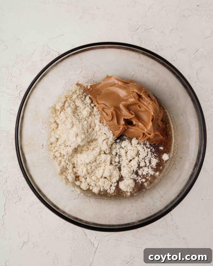 Mixing the ingredients for no-bake peanut butter cookies