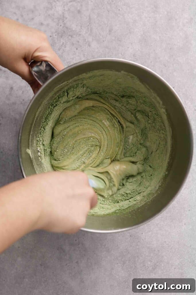 Fold the flour mixture in the egg mixture
