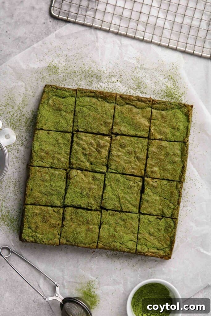 Matcha brownies photography