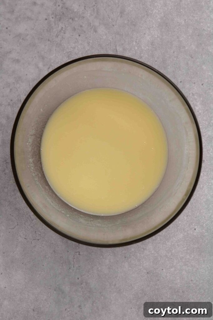 Melt the butter and white chocolate together