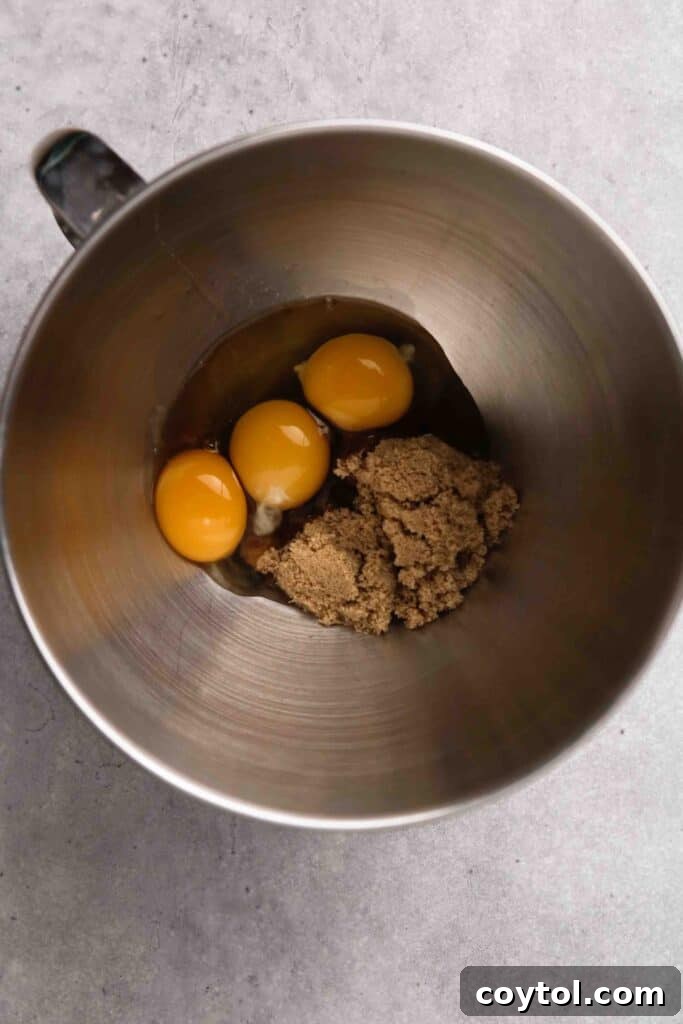 Cream the eggs and sugar together