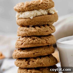 Soft peanut butter cookie stack