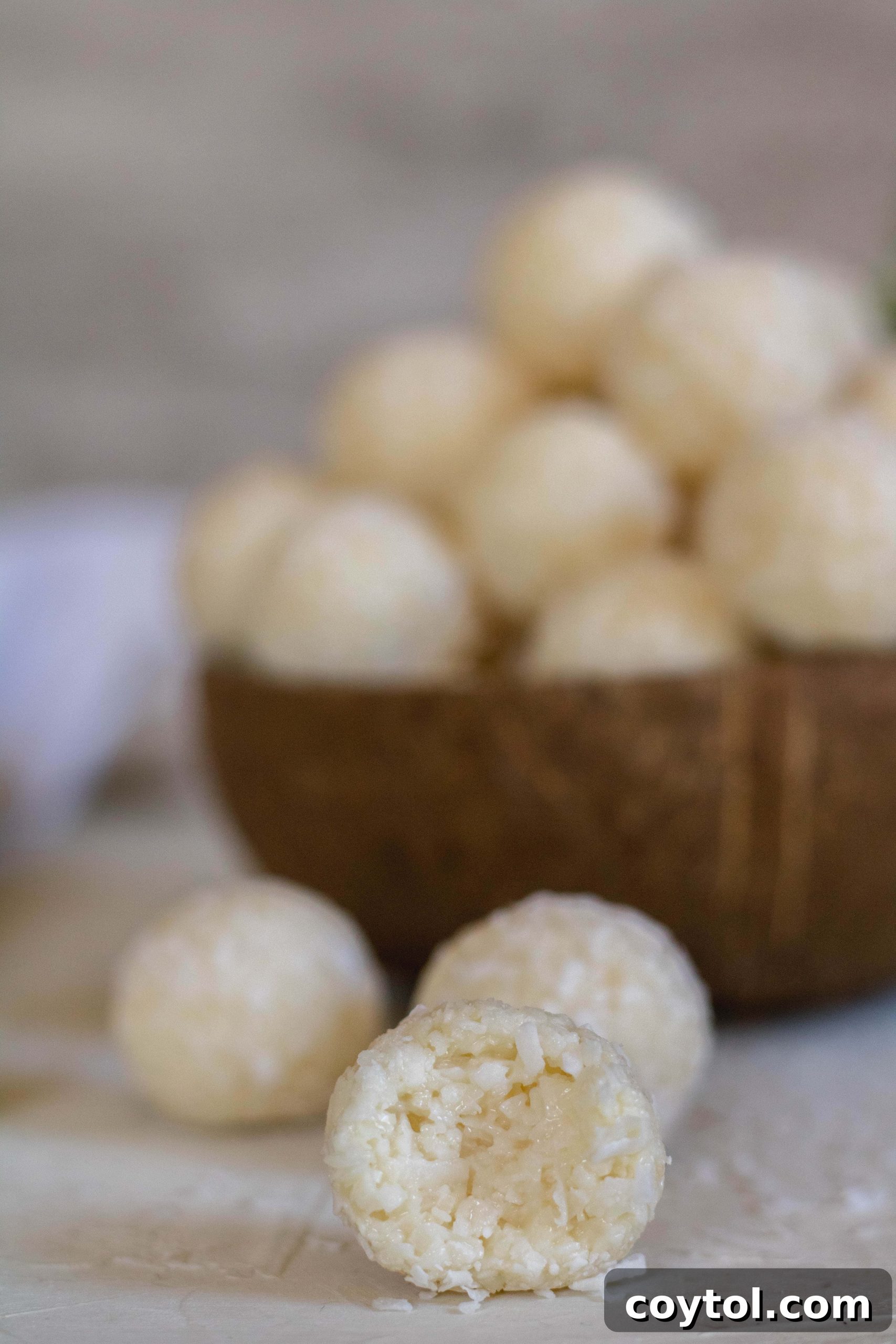 How to make easy 2-ingredient coconut balls step-by-step.