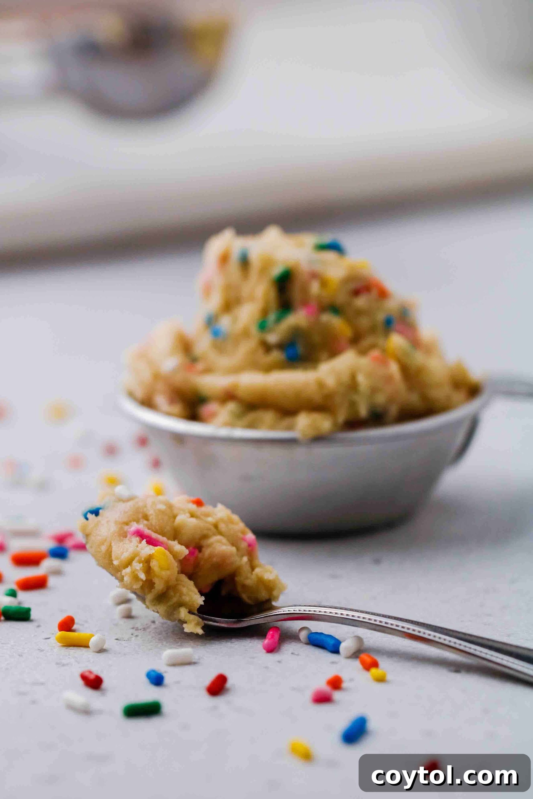 Spoonful of Edible Funfetti Cookie Dough
