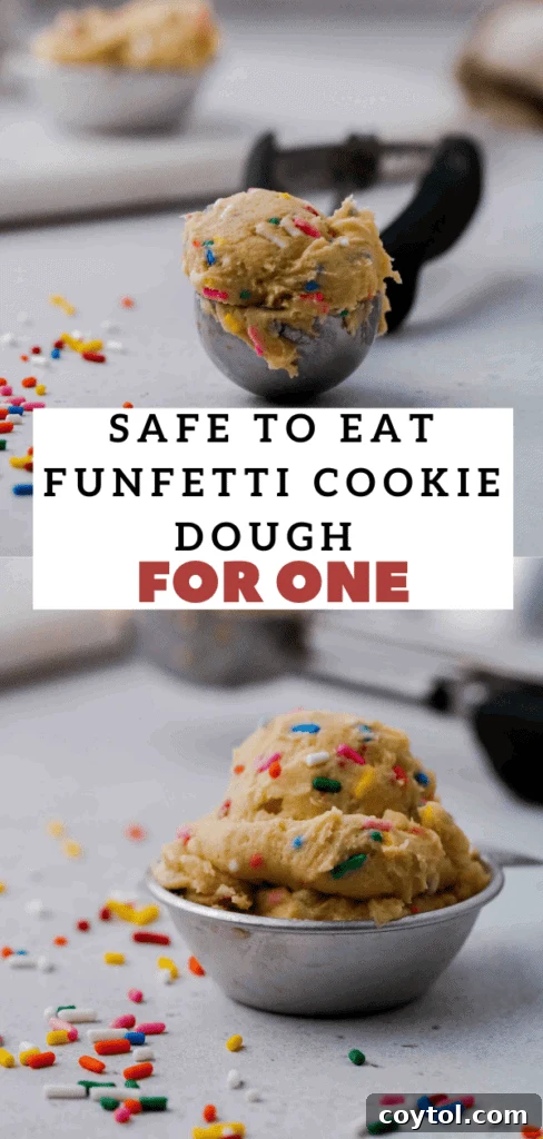 Edible sprinkles cookie dough for one in a jar