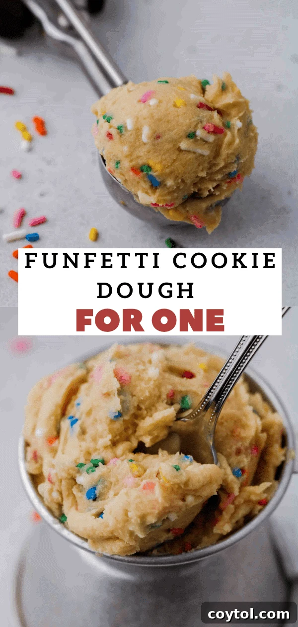 Pin for edible funfetti cookie dough for one