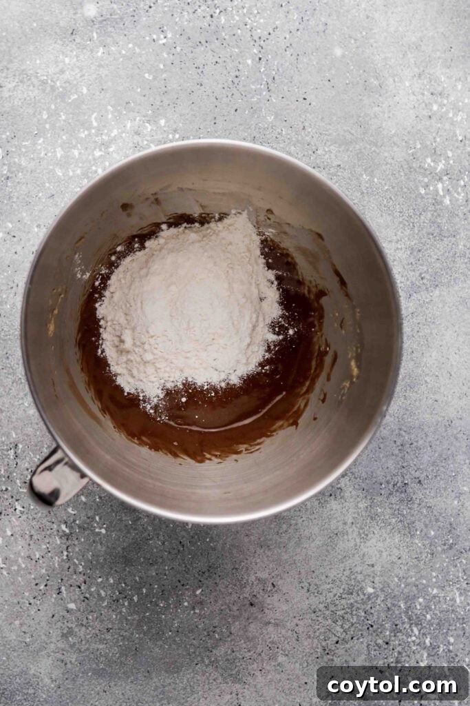 Small Batch Fudgy Nutella Brownie Loaf 11 Fold in the flour Gently into the brownie batter