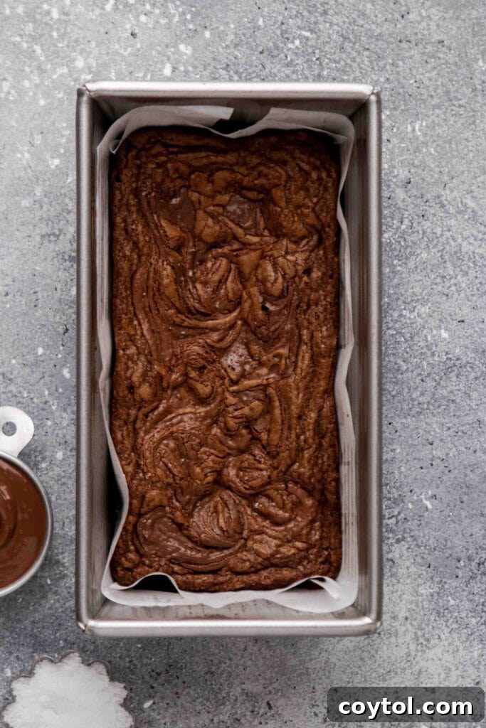 Small Batch Fudgy Nutella Brownie Loaf 15 Baked small batch Nutella brownie