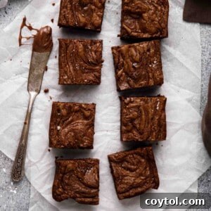 Small Batch Fudgy Nutella Brownie Loaf 19 Overhead shot of small batch brownie recipe
