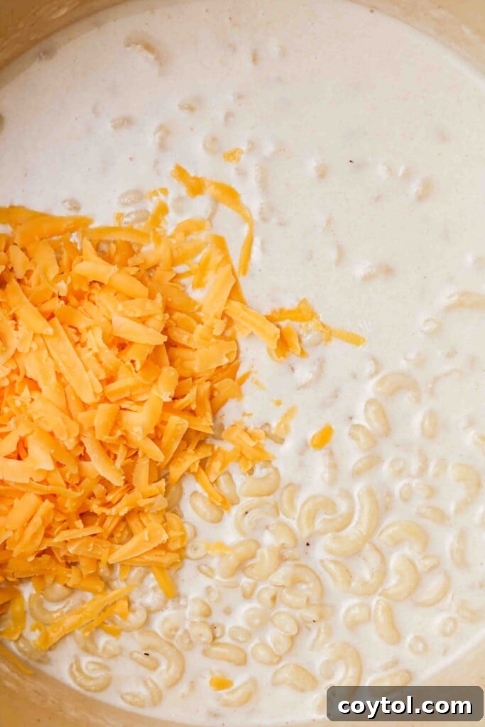 Unforgettable Stovetop Mac and Cheese 11 Stirring the pasta to prevent sticking