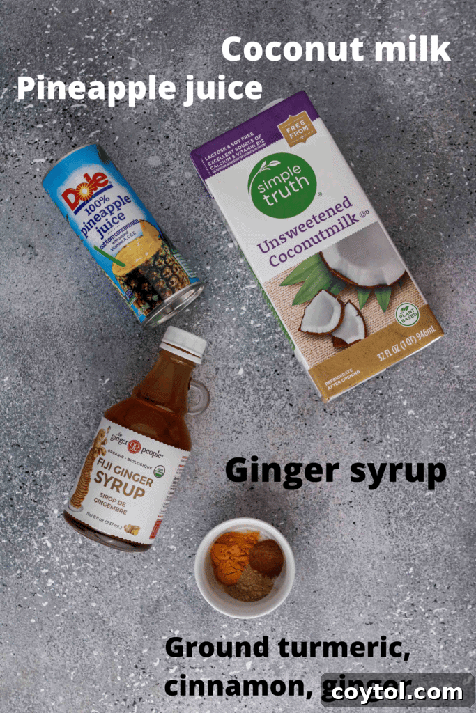 Delicious ingredients for a homemade golden ginger latte