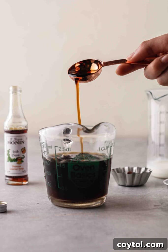The Ultimate Starbucks Irish Cream Cold Brew 6 Pour the syrup into the cold brew