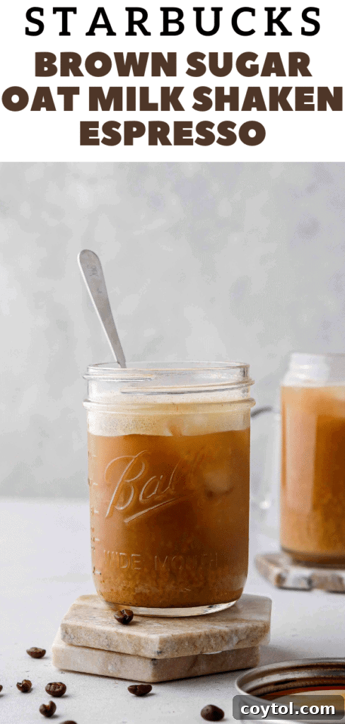 Brown Sugar Oat Espresso Velvet 14 Pinterest image for Starbucks Iced Brown Sugar Oatmilk Shaken Espresso