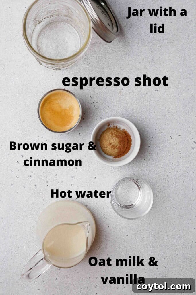 Brown Sugar Oat Espresso Velvet 4 Ingredients for a homemade brown sugar shaken espresso