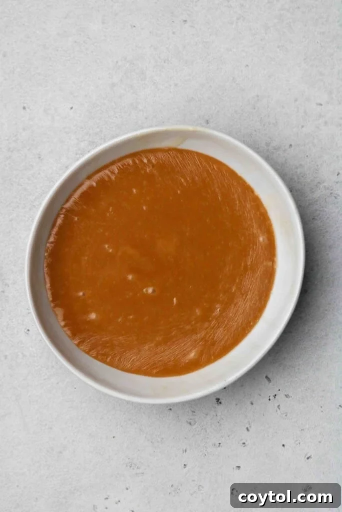 Melted caramels in a bowl