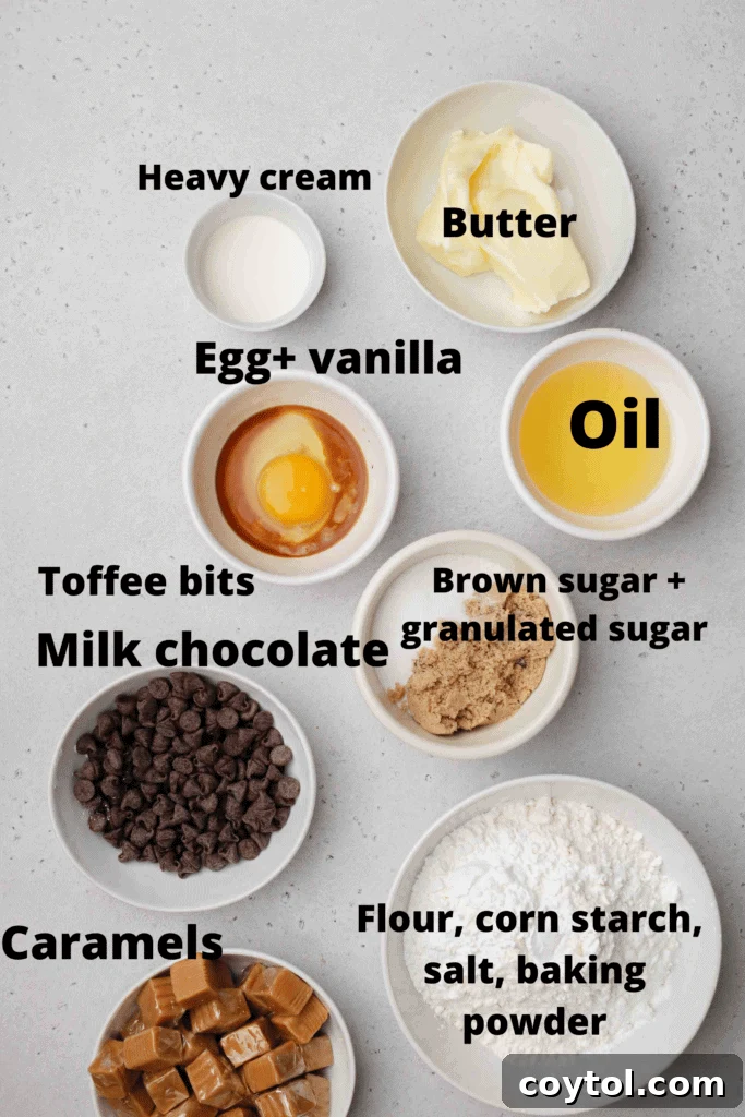 Ingredients for chilled Twix cookies