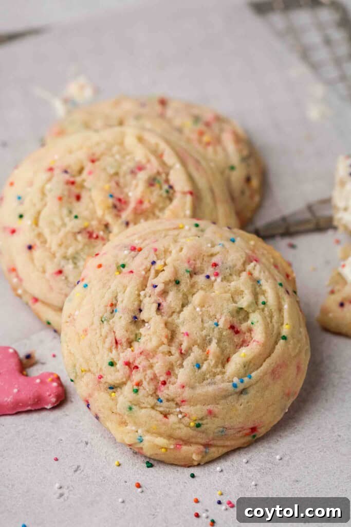 Pillowy Soft Crumbl Circus Animal Cookies 3 Crumbl circus animal sugar cookies dough before frosting, showing the vibrant sprinkles.