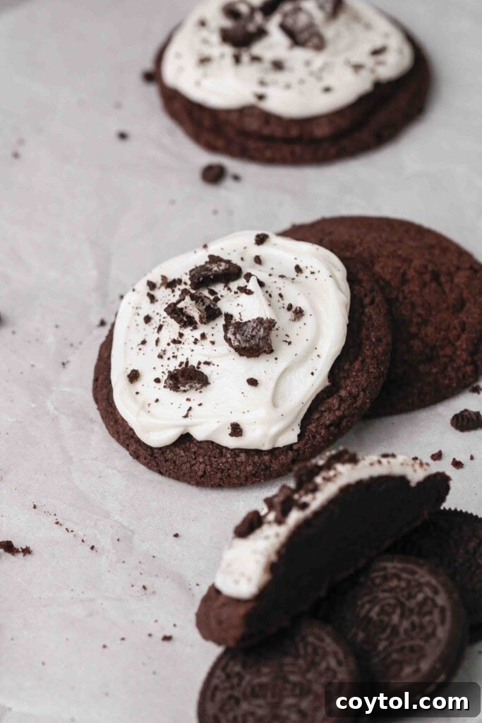 Homemade Crumbl Oreo Buttercream Cookies 16 Finished CRUMBL Oreo cookies copycat recipe arranged beautifully