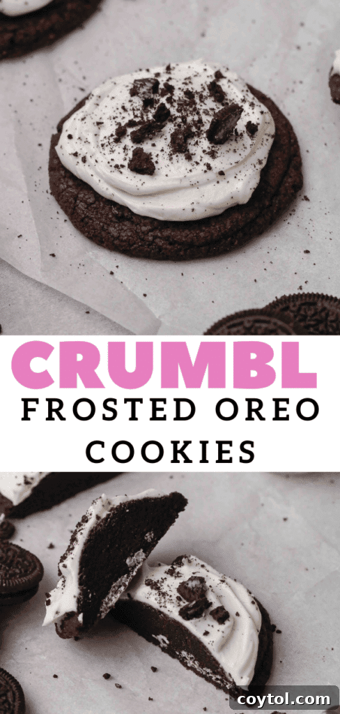 Homemade Crumbl Oreo Buttercream Cookies 19 Chocolate cookie recipe for Pinterest sharing