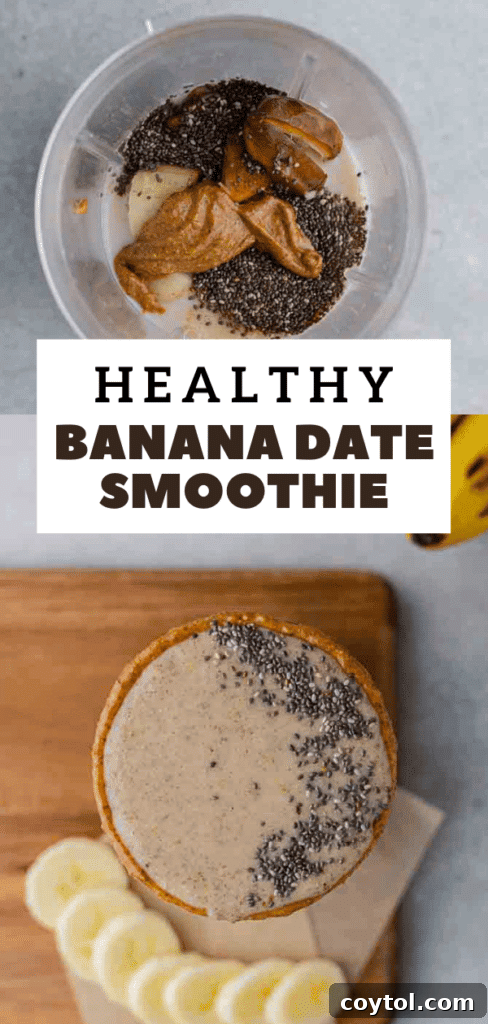 Golden Goodness Almond Banana Date Smoothie 11 An ideal on-the-go breakfast drink: a healthy date smoothie.