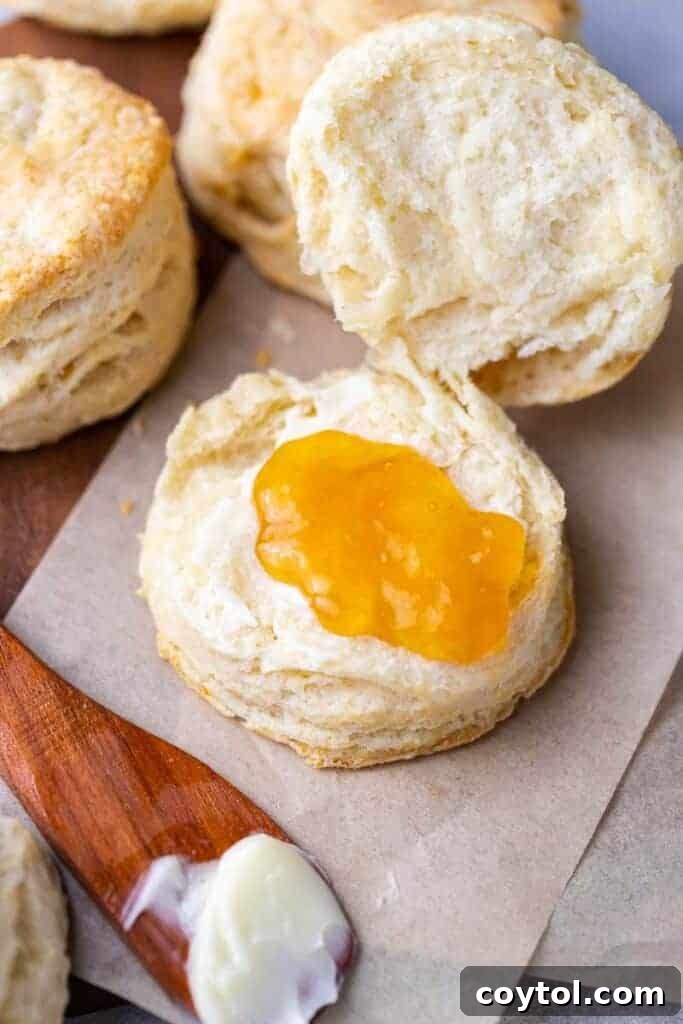 Biscuit with jam on a plate