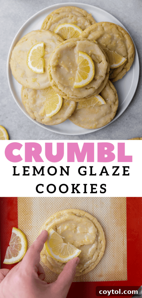 Effortless Bakery-Style Lemon Glaze Cookies 20 Overhead close-up of CRUMBL Lemon Glaze cookies, perfect for pinning