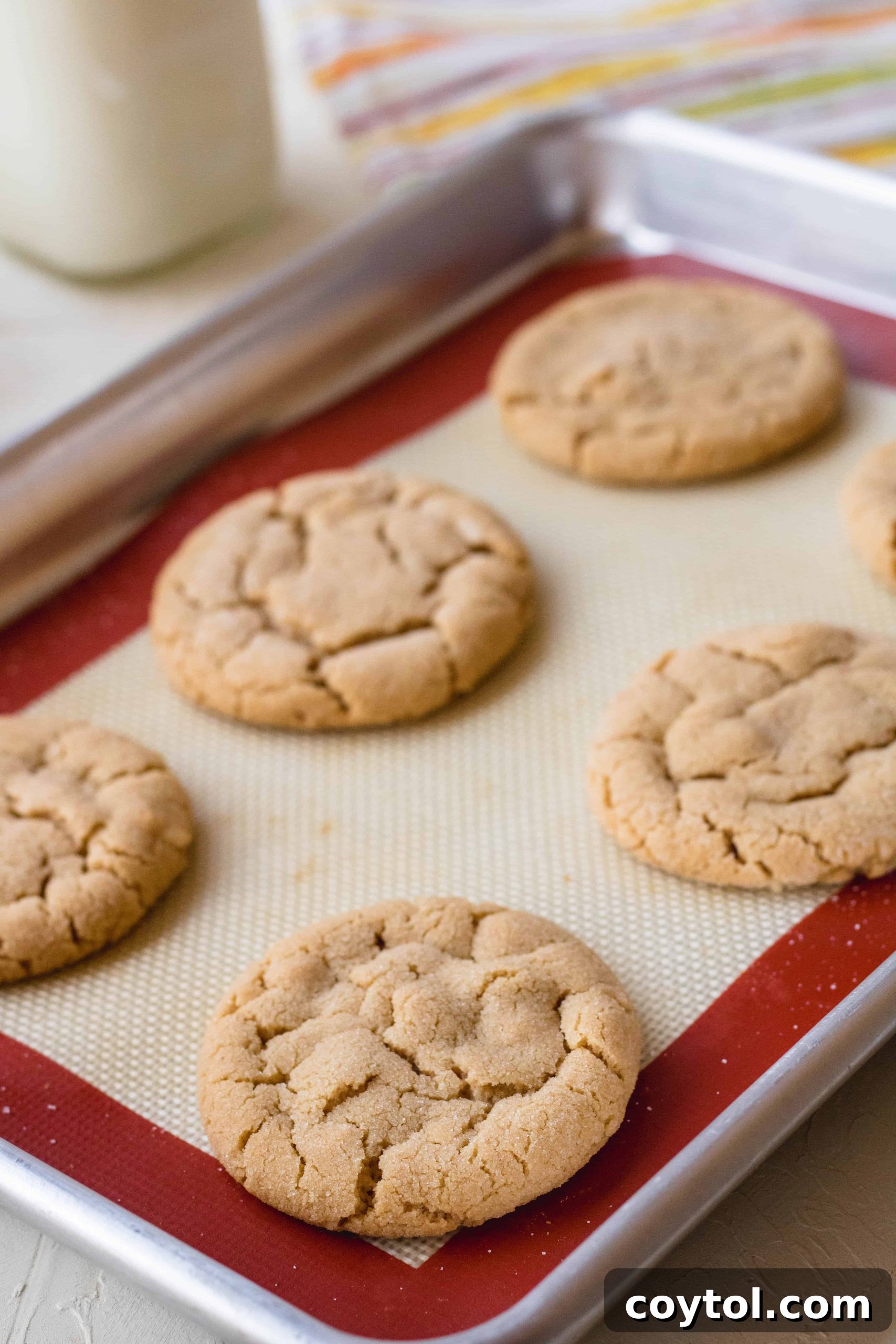 Easy small batch peanut butter cookies on baking sheet