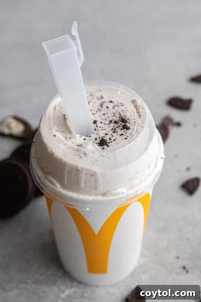Homemade Oreo McFlurry, a delicious McDonald's copycat dessert made with vanilla ice cream and crushed Oreos.