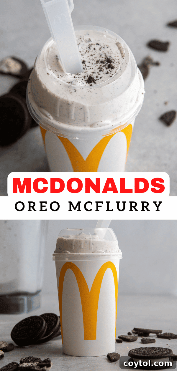 Pinterest graphic: Easy Homemade Oreo McFlurry Recipe, McDonald's Copycat