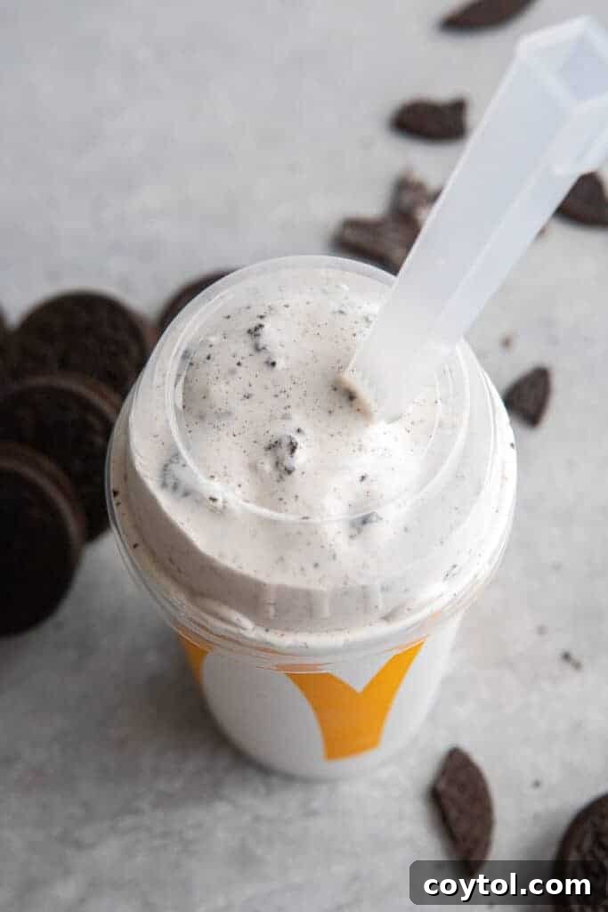 Thick and creamy homemade Oreo McFlurry in a McDonald's-style cup.