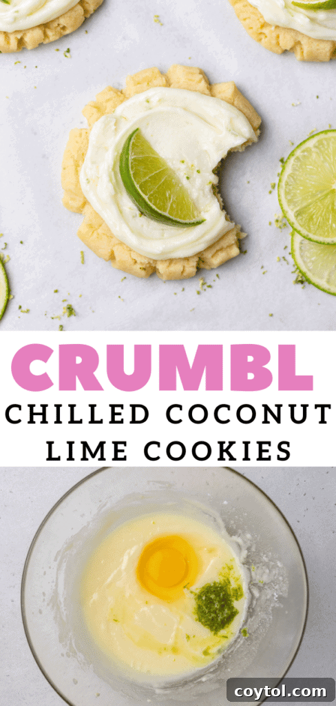 Zesty Island Chill Coconut Lime Cookies 19 Chilled CRUMBL coconut lime cookies, perfect for pinning.