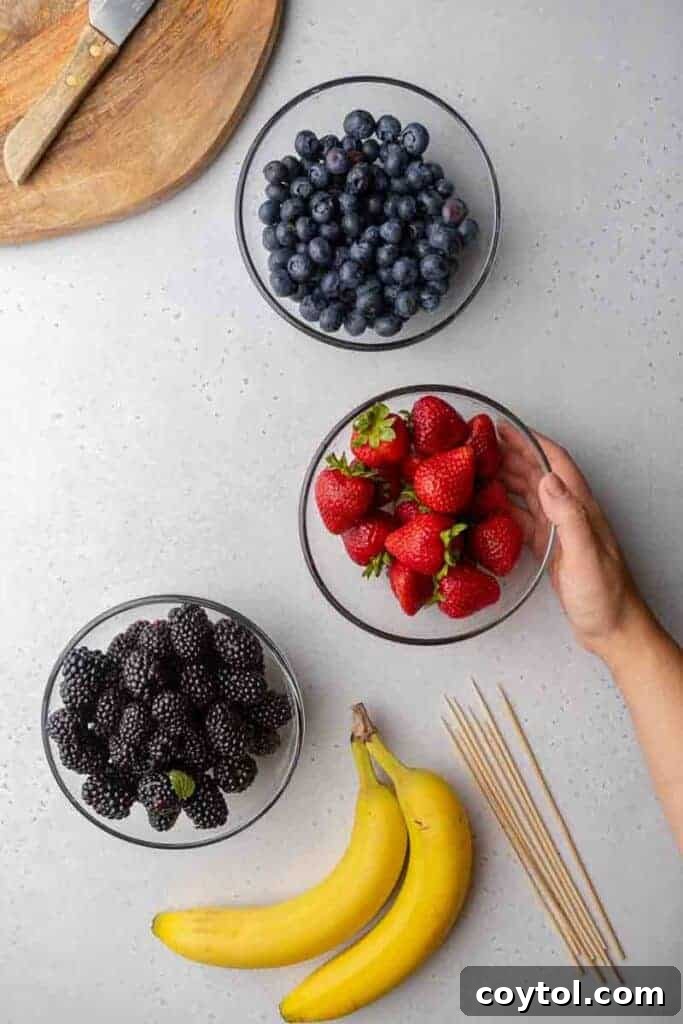 ingredients for red white and blue skewers