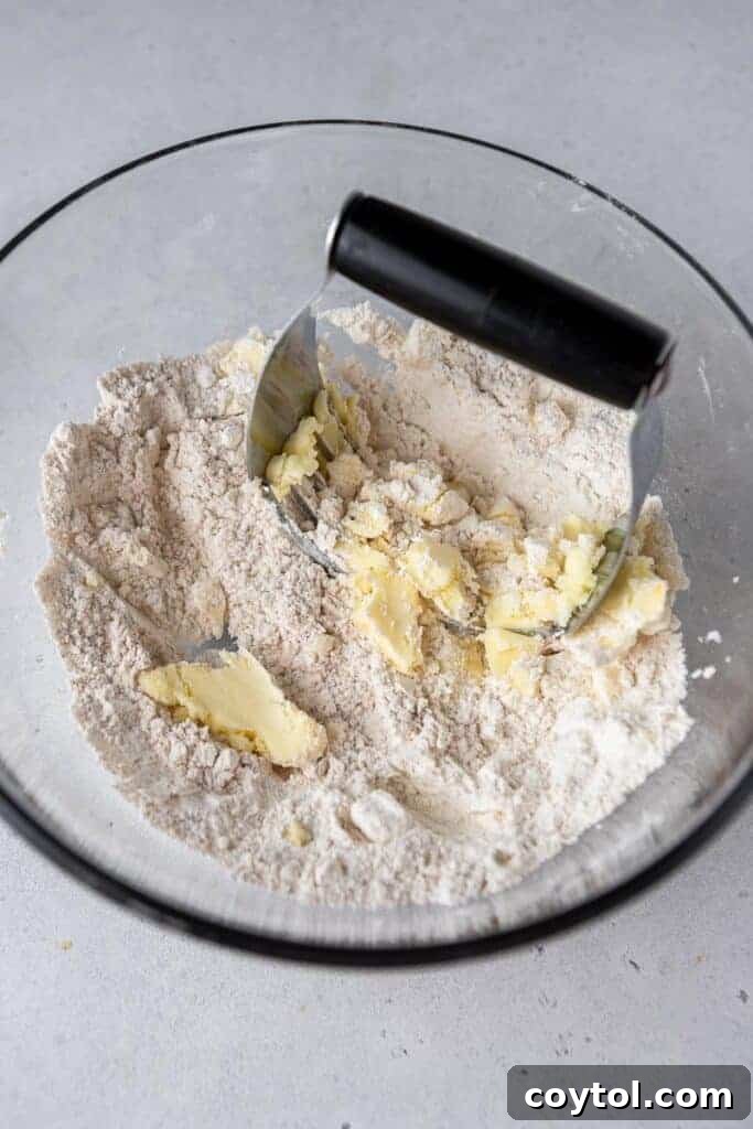 Cutting cold butter into flour