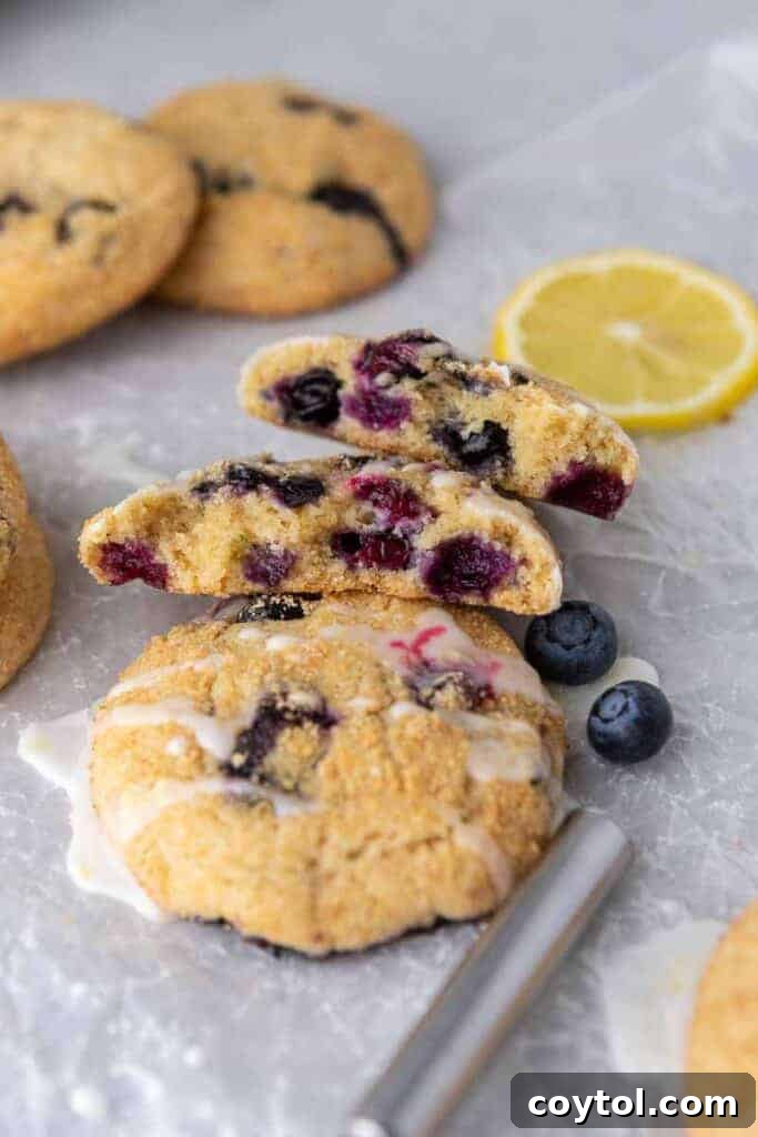 Soft Baked Blueberry Crumb Cake Cookies 11 Inside of the CRUMBL blueberry crumb cake cookies