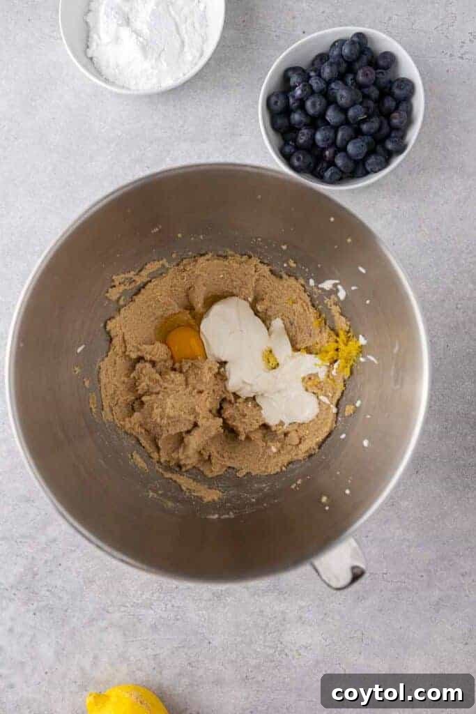 Soft Baked Blueberry Crumb Cake Cookies 5 Creamed butter and egg