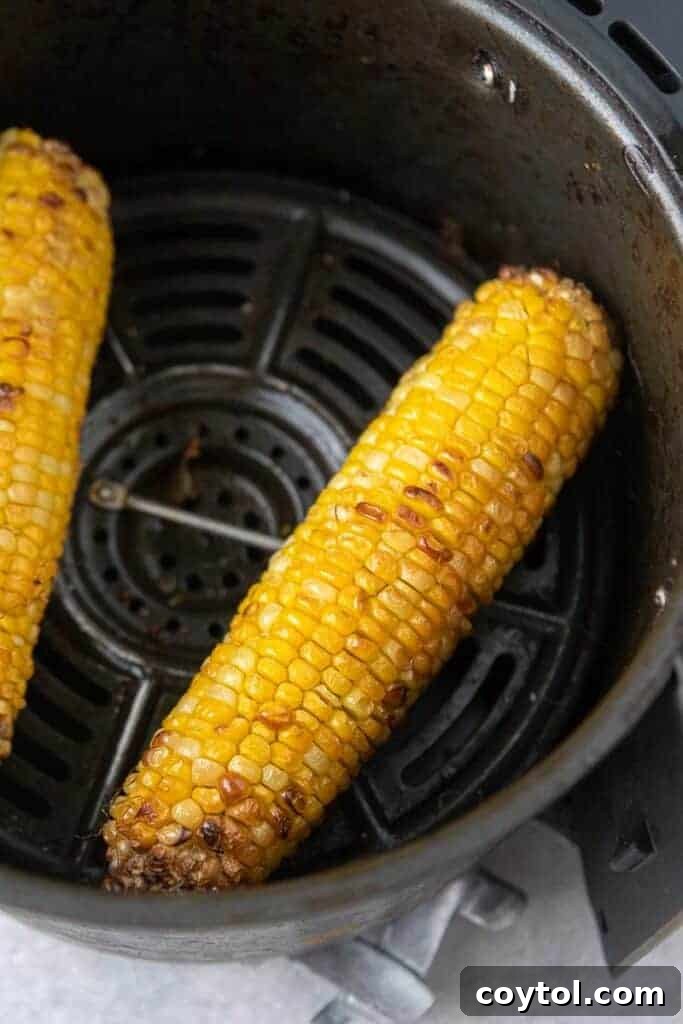 Air fried corn on the cob