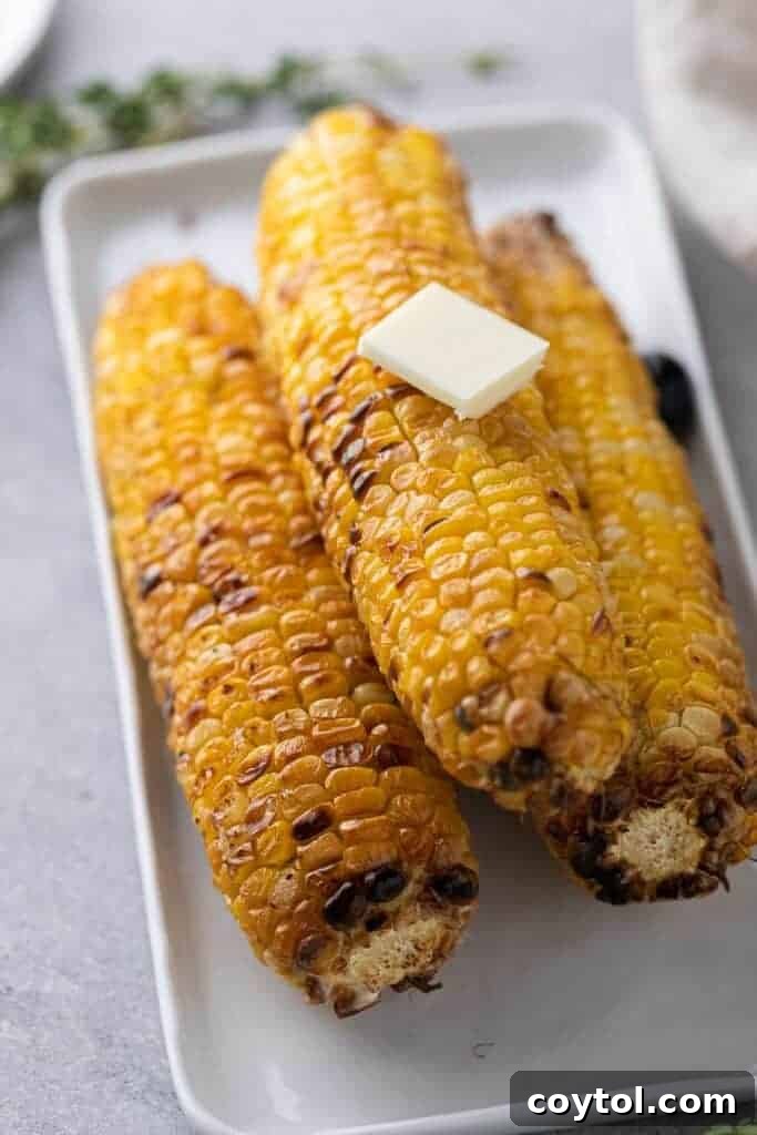 Grilled corn on the cob in the air fryer