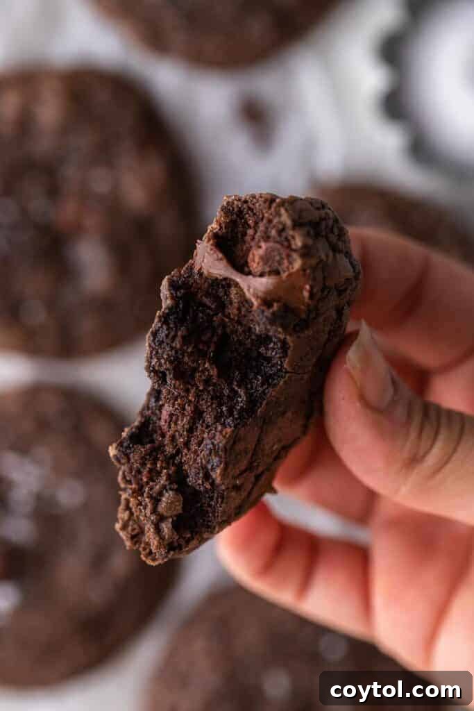 Decadent Crumbl Brownie Batter Cookies 13 A hand holding two chocolate cookies, showing their perfect texture.