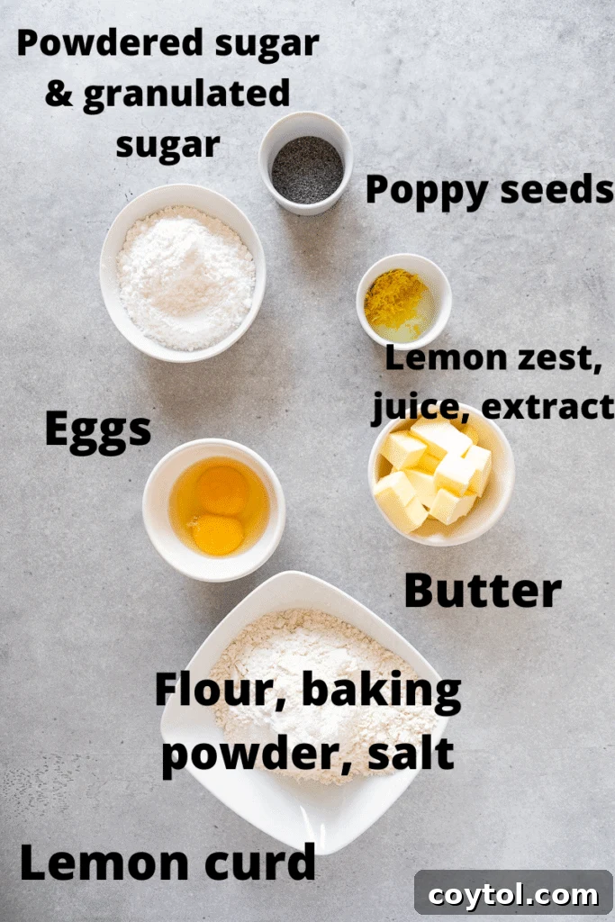 Ingredients for Crumbl lemon poppy seed cookies