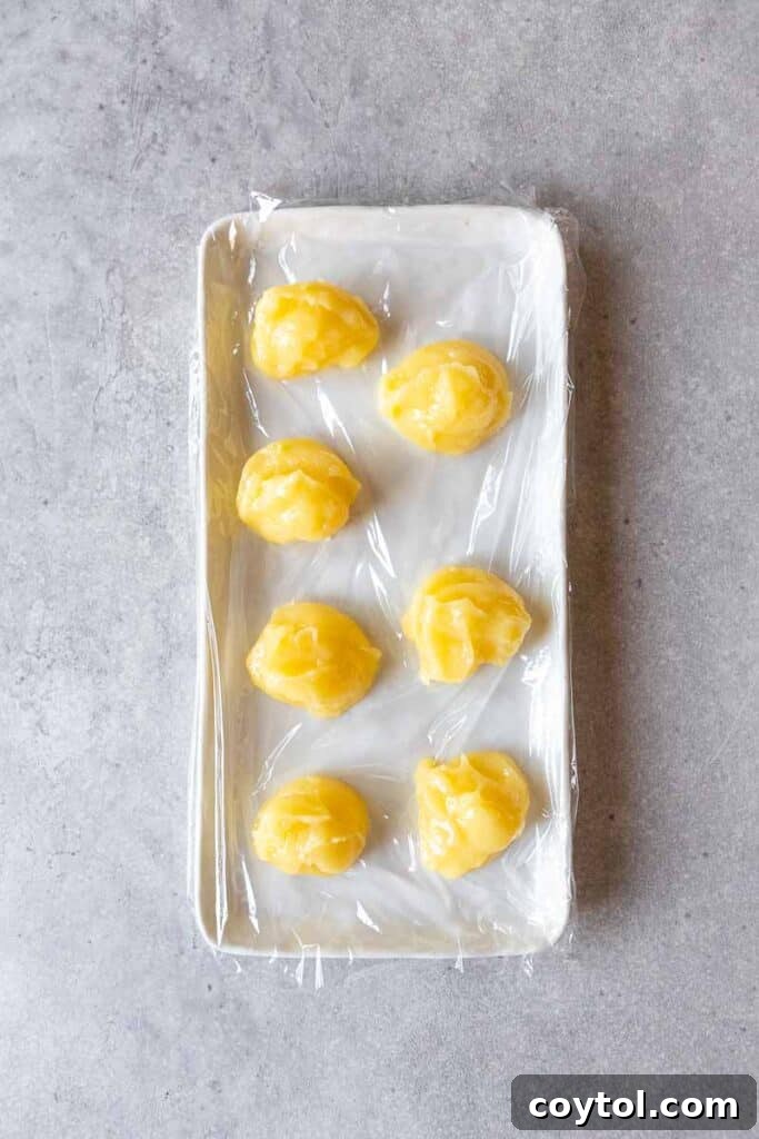 lemon curd dollops on plate