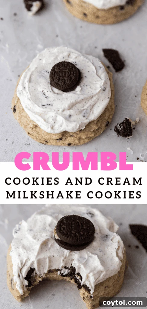 Creamy Cookies and Cream Milkshake Cookie 15 Crumbl cookies and cream milkshake cookies