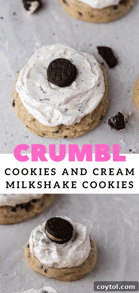 Creamy Cookies and Cream Milkshake Cookie 16 Crumbl cookies and cream milkshake cookies