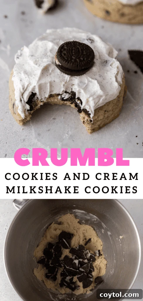 Creamy Cookies and Cream Milkshake Cookie 17 Crumbl cookies and cream milkshake cookies