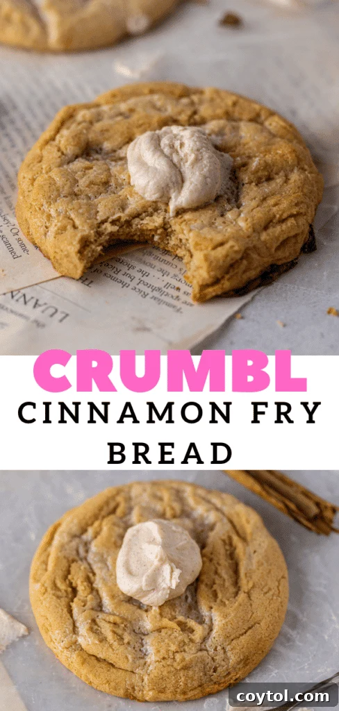 Golden Frosted Cinnamon Fry Bread Cookies 15 A freshly frosted Crumbl Cinnamon Fry Bread cookie with a perfect swirl of buttercream, viewed from an angle.