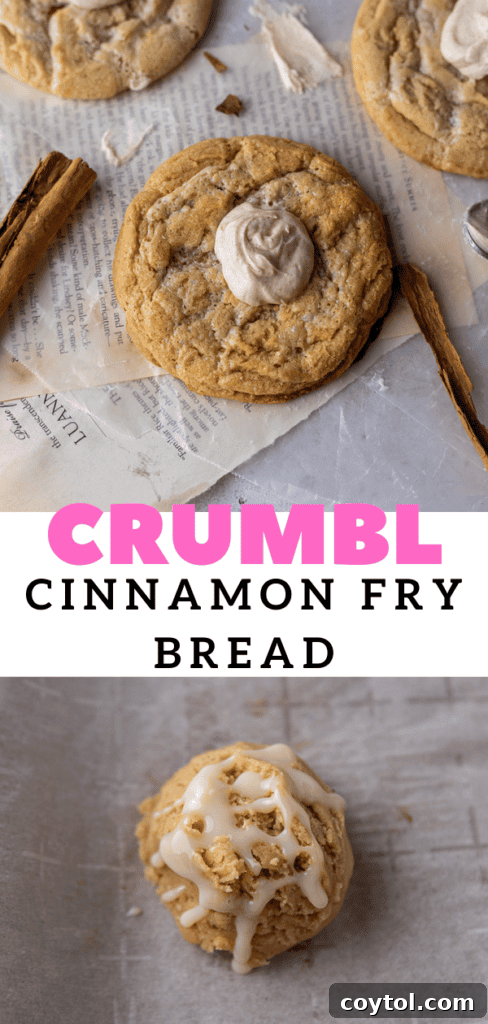 Golden Frosted Cinnamon Fry Bread Cookies 16 Another view of a frosted Crumbl Cinnamon Fry Bread cookie, highlighting its rich texture and topping.
